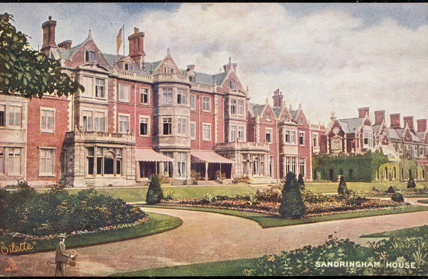 Sandringham House on an early 1900s postcard. Diana and her mother were both born on this royal estate, at Park House.