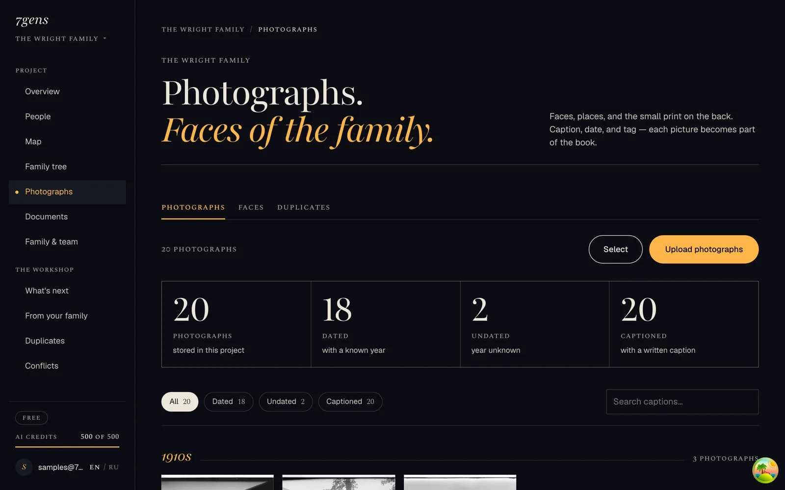 The family archive in 7gens: the people of the tree and their photographs